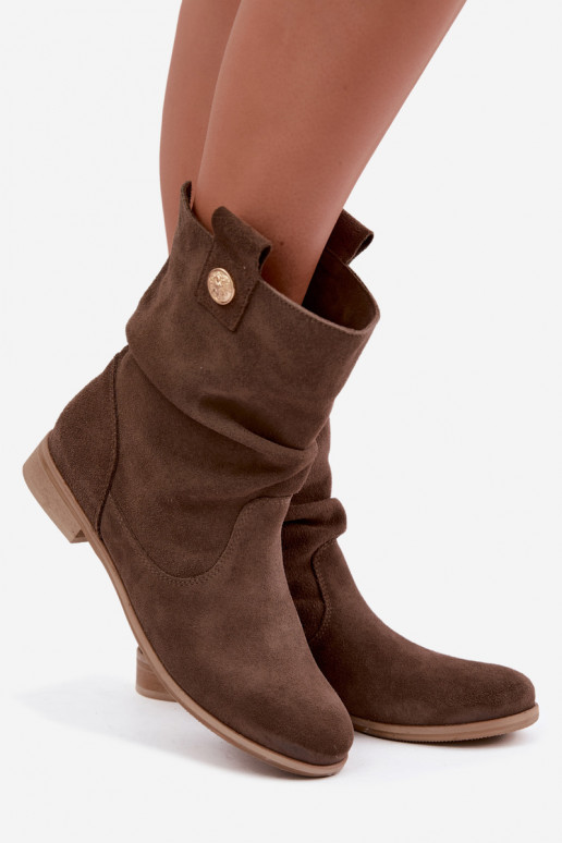 Zapatos de mujer de ante sintético con volantes Zazoo 4210 en color marrón