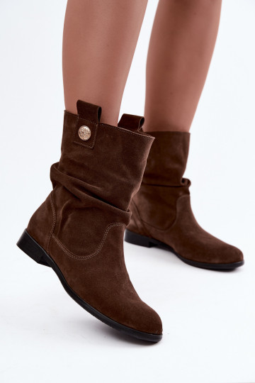 Zapatos de mujer de ante sintético con volantes Zazoo 4210 en color chocolate 2