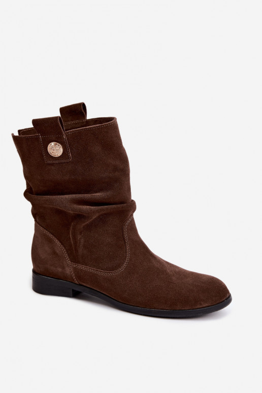 Zapatos de mujer de ante sintético con volantes Zazoo 4210 en color chocolate