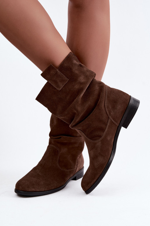 Zapatos de mujer de ante sintético con volantes Zazoo 4210 en color chocolate