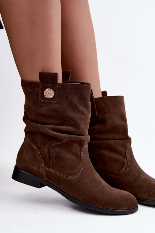 Zapatos de mujer de ante sintético con volantes Zazoo 4210 en color chocolate