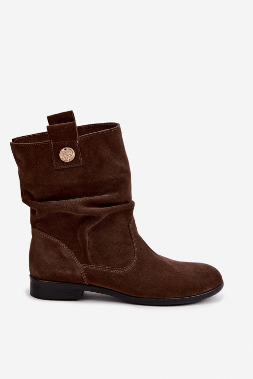 Zapatos de mujer de ante sintético con volantes Zazoo 4210 en color chocolate