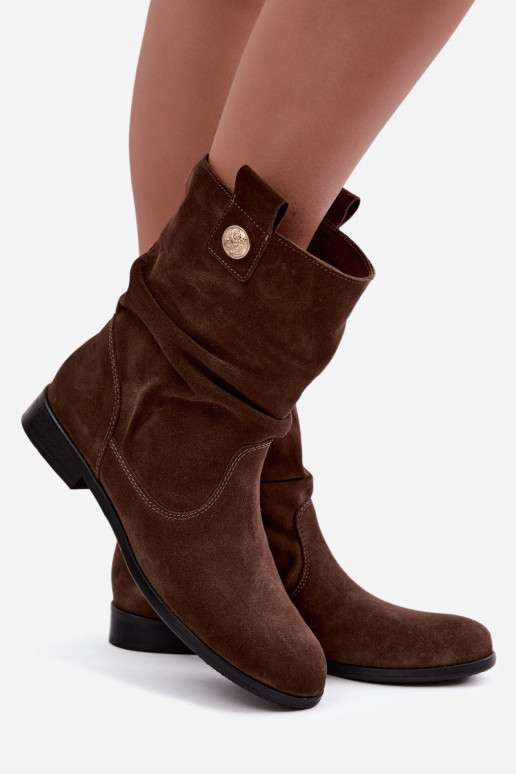 Zapatos de mujer de ante sintético con volantes Zazoo 4210 en color chocolate