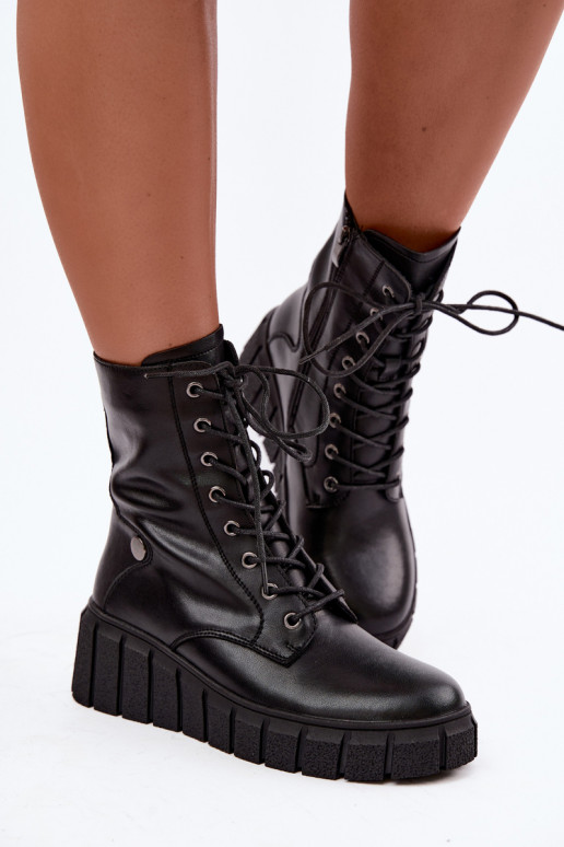 Botines de mujer cálidos de plataforma T.Sokolski AN Z26-160 en color negro