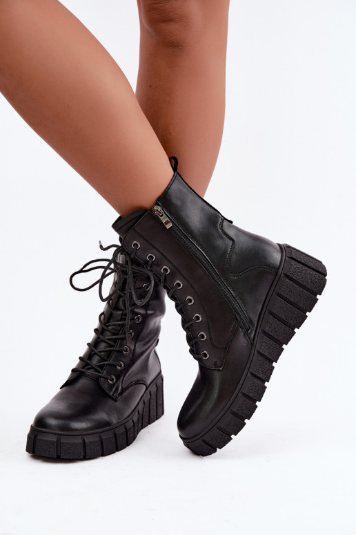 Botines de mujer cálidos de plataforma T.Sokolski AN Z26-160 en color negro