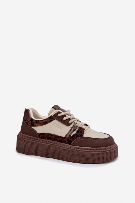 Zapatillas de plataforma para mujer en color marrón-beige con estampado de leopardo Big Star SS274356
