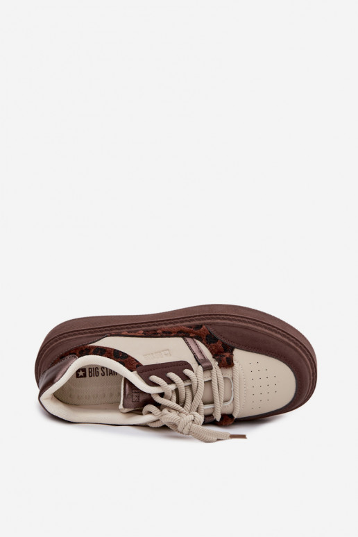 Zapatillas de plataforma para mujer en color marrón-beige con estampado de leopardo Big Star SS274356