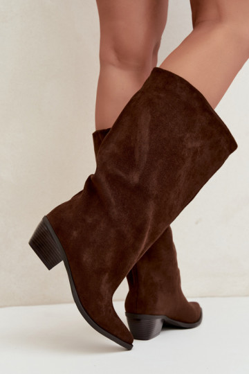 Un modelo convincente botas con tacones de gamuza ecológicaoAe CzekoladoAe Casella