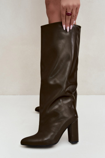 Un modelo convincente botas con tacones de color caqui Emeline 2