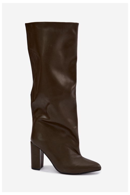 Botines caqui con tacón Emeline