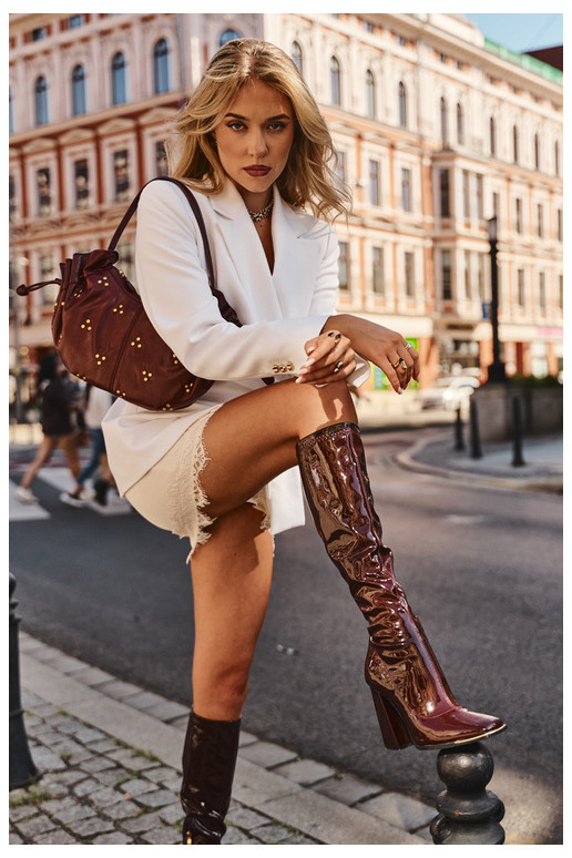 Botas de tacón burdeos altas Mlokva