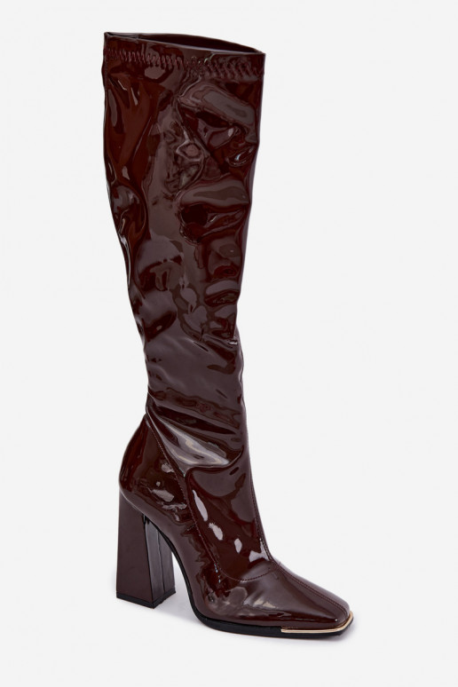 Botas de tacón burdeos altas Mlokva