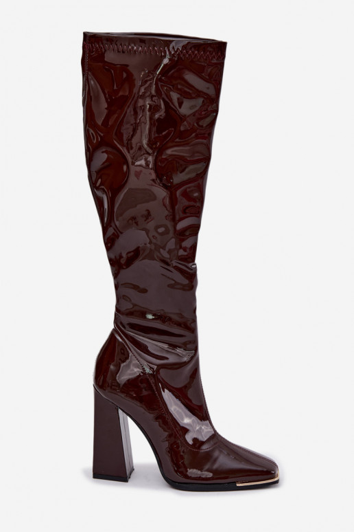 Botas de tacón burdeos altas Mlokva