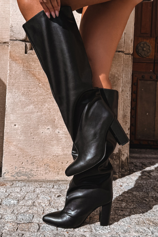 botas altas de mujer tipo slip-on con tacones en negro Emeline