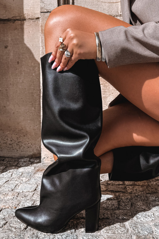 botas altas de mujer tipo slip-on con tacones en negro Emeline