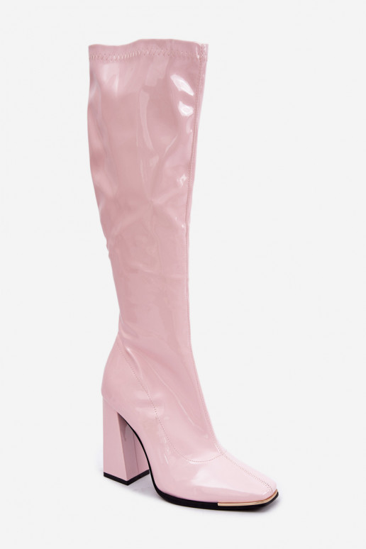 Botines de charol rosa claro con tacones Mlokva