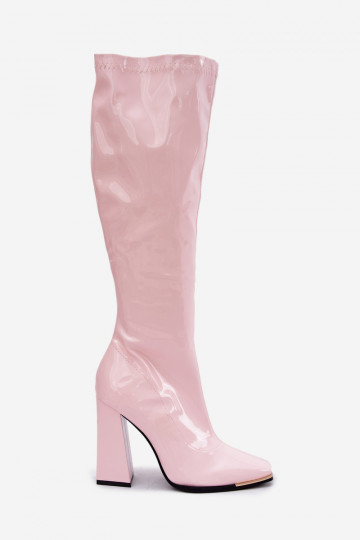 Botines de charol rosa claro con tacones Mlokva 2