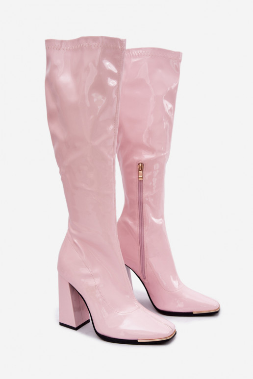 Botines de charol rosa claro con tacones Mlokva