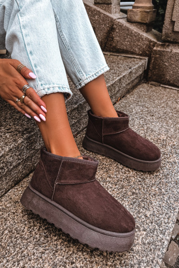 Botas de nieve para mujer con aislamiento, plataforma y pelo interior CzekoladoĮe Vesirae