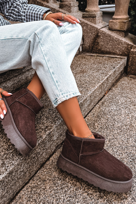 Botas de nieve para mujer con aislamiento, plataforma y pelo interior CzekoladoĮe Vesirae