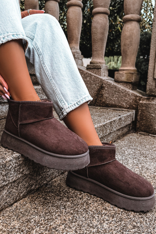 Botas de nieve para mujer con aislamiento, plataforma y pelo interior CzekoladoĮe Vesirae