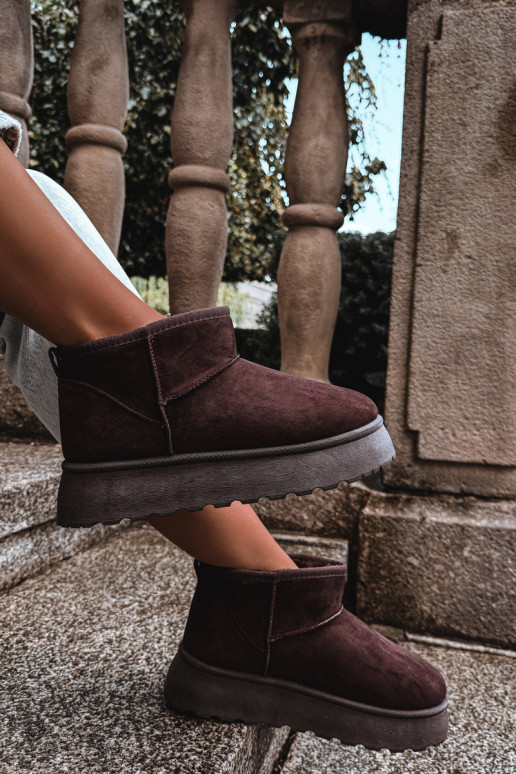 Botas de nieve para mujer con aislamiento, plataforma y pelo interior CzekoladoĮe Vesirae