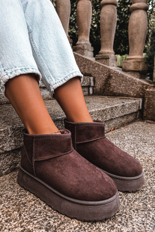 Botas de nieve para mujer con aislamiento, plataforma y pelo interior CzekoladoĮe Vesirae