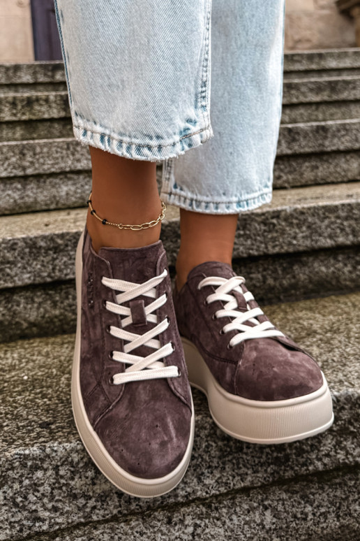 Zapatillas de ante sintético con plataforma Kobbo en color chocolate