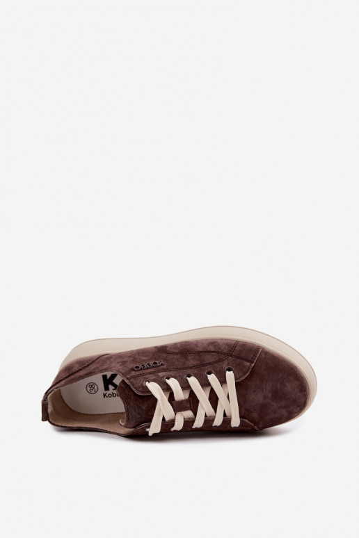 Zapatillas de ante sintético con plataforma Kobbo en color chocolate
