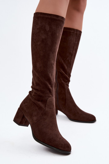 Botas altas clásicas de ante sintético Sergio Leone KZ205 color chocolate 2