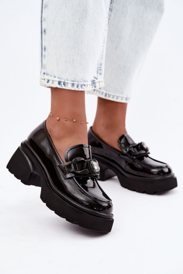 Botas de cuero negras con efecto charol y adornos Artiker 55C1069 2
