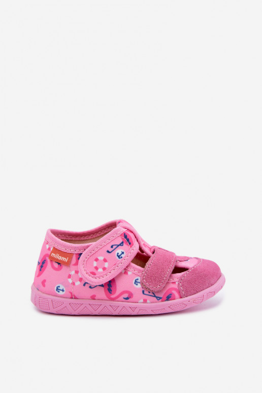 Zapatillas infantiles Milami con cierres adhesivos y flamencos en rosa Reathiana