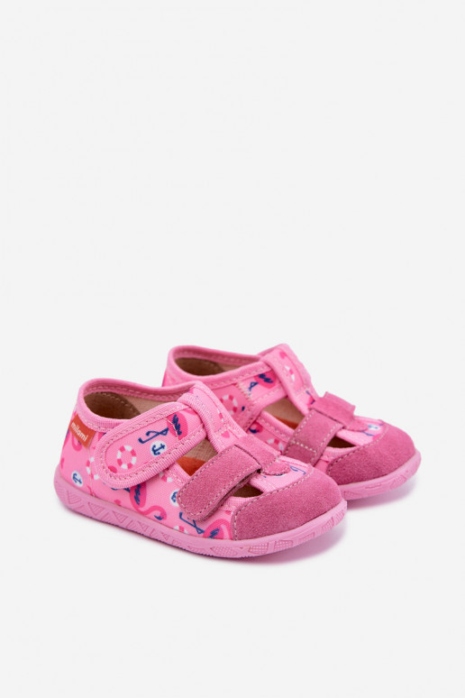 Zapatillas infantiles Milami con cierres adhesivos y flamencos en rosa Reathiana