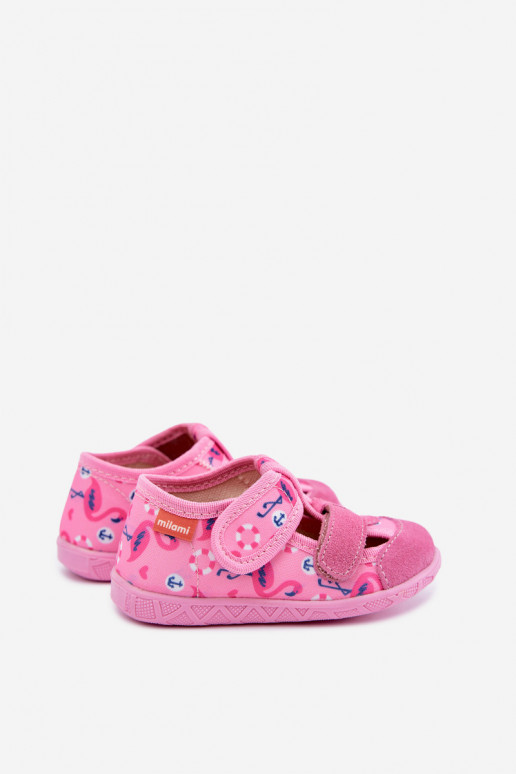 Zapatillas infantiles Milami con cierres adhesivos y flamencos en rosa Reathiana