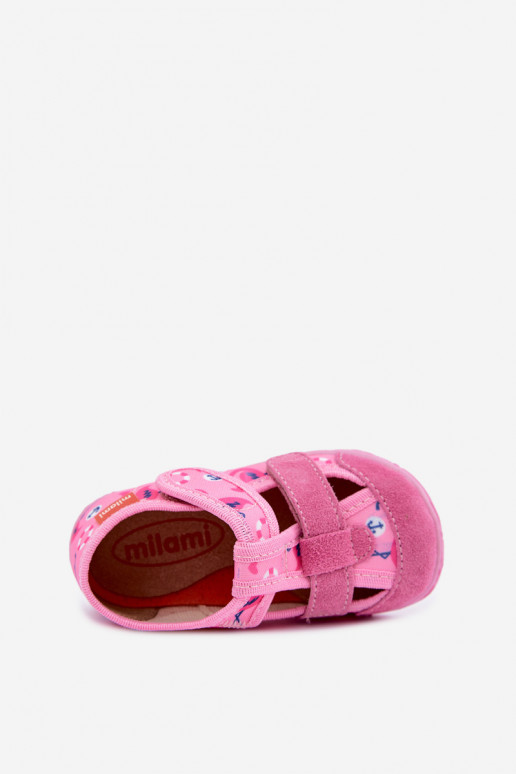 Zapatillas infantiles Milami con cierres adhesivos y flamencos en rosa Reathiana