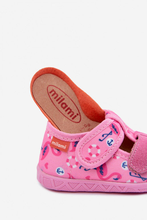 Zapatillas infantiles Milami con cierres adhesivos y flamencos en rosa Reathiana