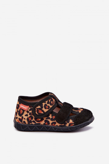 Zapatillas infantiles Milami con cierres adhesivos y patrones de leopardo en negro y amarillo Reathiana 2