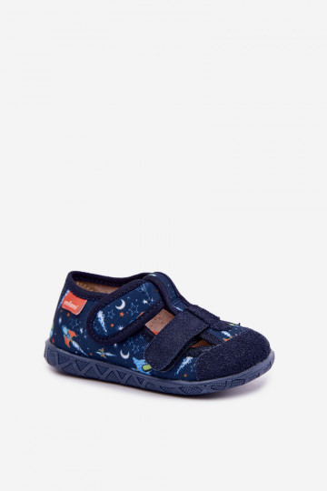 Zapatillas infantiles Milami con cierres adhesivos y cohetes en azul oscuro Reathiana