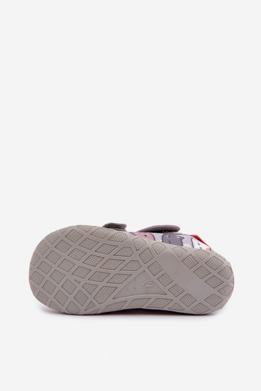 Zapatillas infantiles Milami con cierres adhesivos y gatos en gris Reathiana