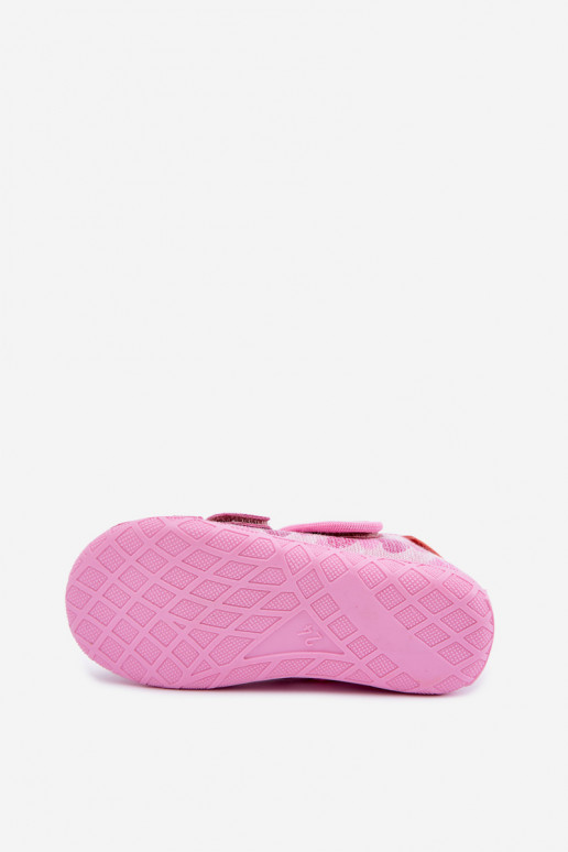 Zapatillas infantiles Milami con cierres adhesivos y corazones brillantes en rosa Reathiana