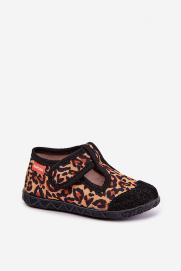 Zapatillas infantiles Milami con cierres adhesivos y patrones de leopardo en amarillo y negro Jasimrra