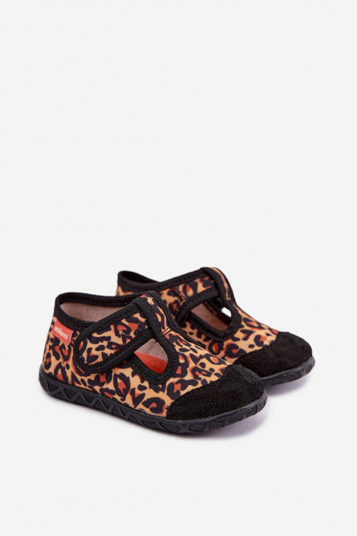 Zapatillas infantiles Milami con cierres adhesivos y patrones de leopardo en amarillo y negro Jasimrra
