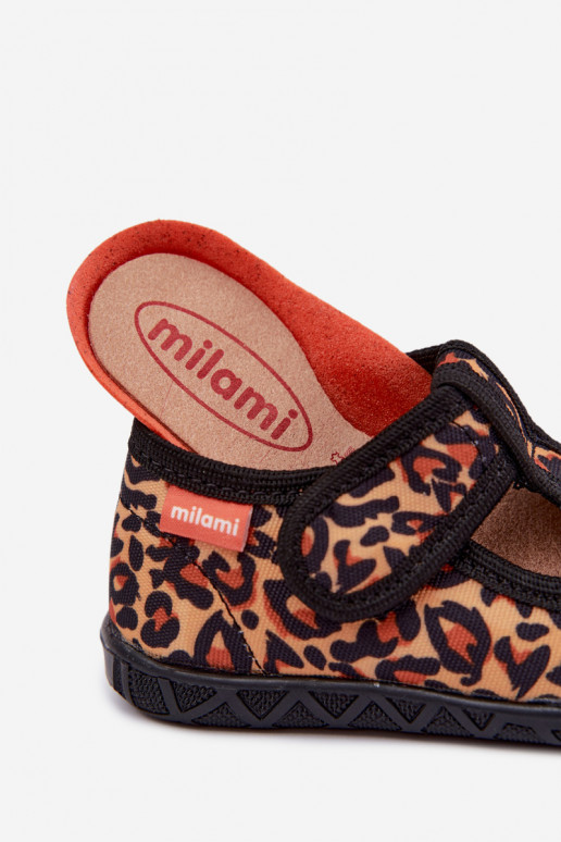 Zapatillas infantiles Milami con cierres adhesivos y patrones de leopardo en amarillo y negro Jasimrra