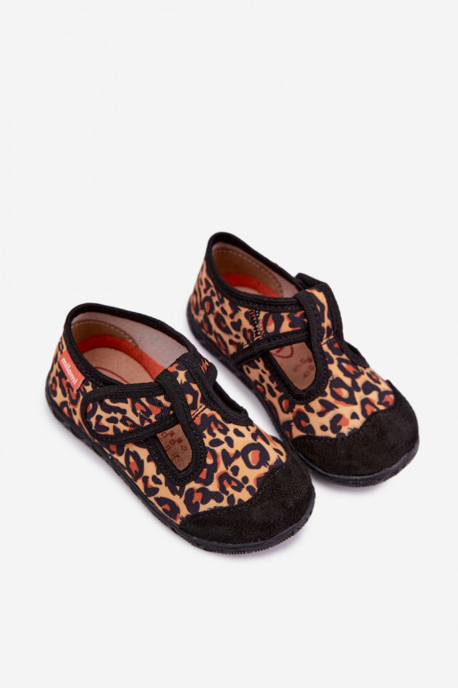 Zapatillas infantiles Milami con cierres adhesivos y patrones de leopardo en amarillo y negro Jasimrra