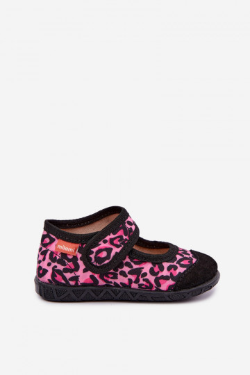 Zapatillas infantiles Milami con cierres adhesivos y patrones de leopardo en rosa y negro Esnia 2