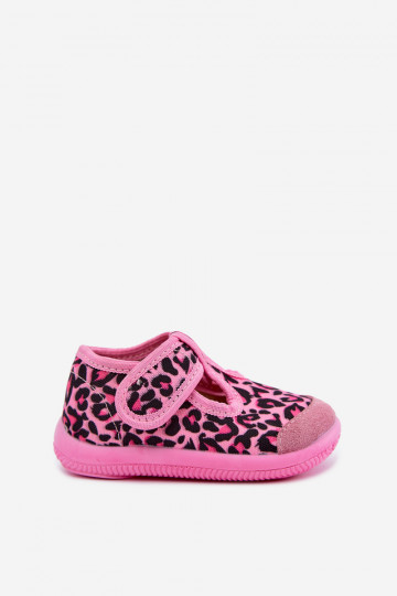Zapatillas elásticas infantiles Milami con cierres adhesivos y patrones de leopardo en rosa Ambette 2