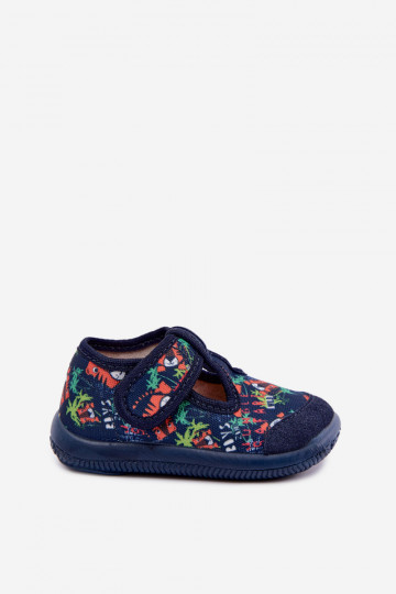 Zapatillas elásticas infantiles Milami con cierres adhesivos y patrones de jungla en azul oscuro Ambette 2