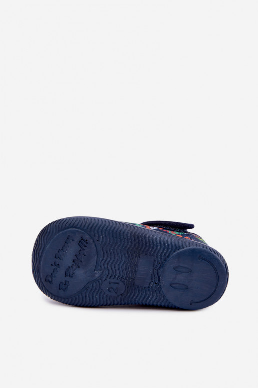 Zapatillas elásticas infantiles Milami con cierres adhesivos y patrones de jungla en azul oscuro Ambette