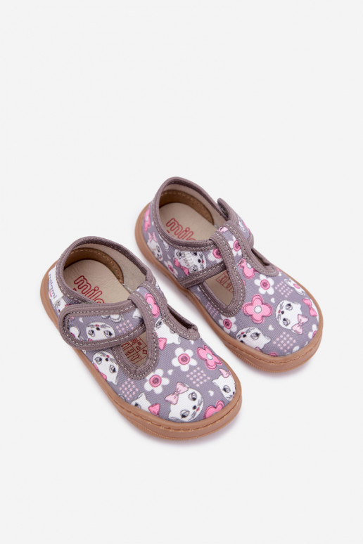 Zapatillas infantiles con cierres adhesivos Milami grises Talirae
