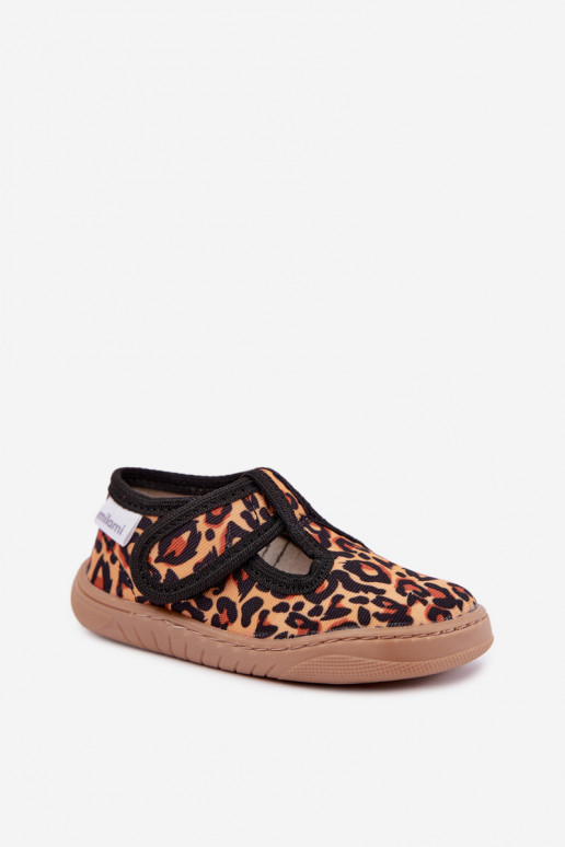 Zapatillas infantiles con cierres adhesivos Milami estampado de leopardo amarillo-negro Talirae